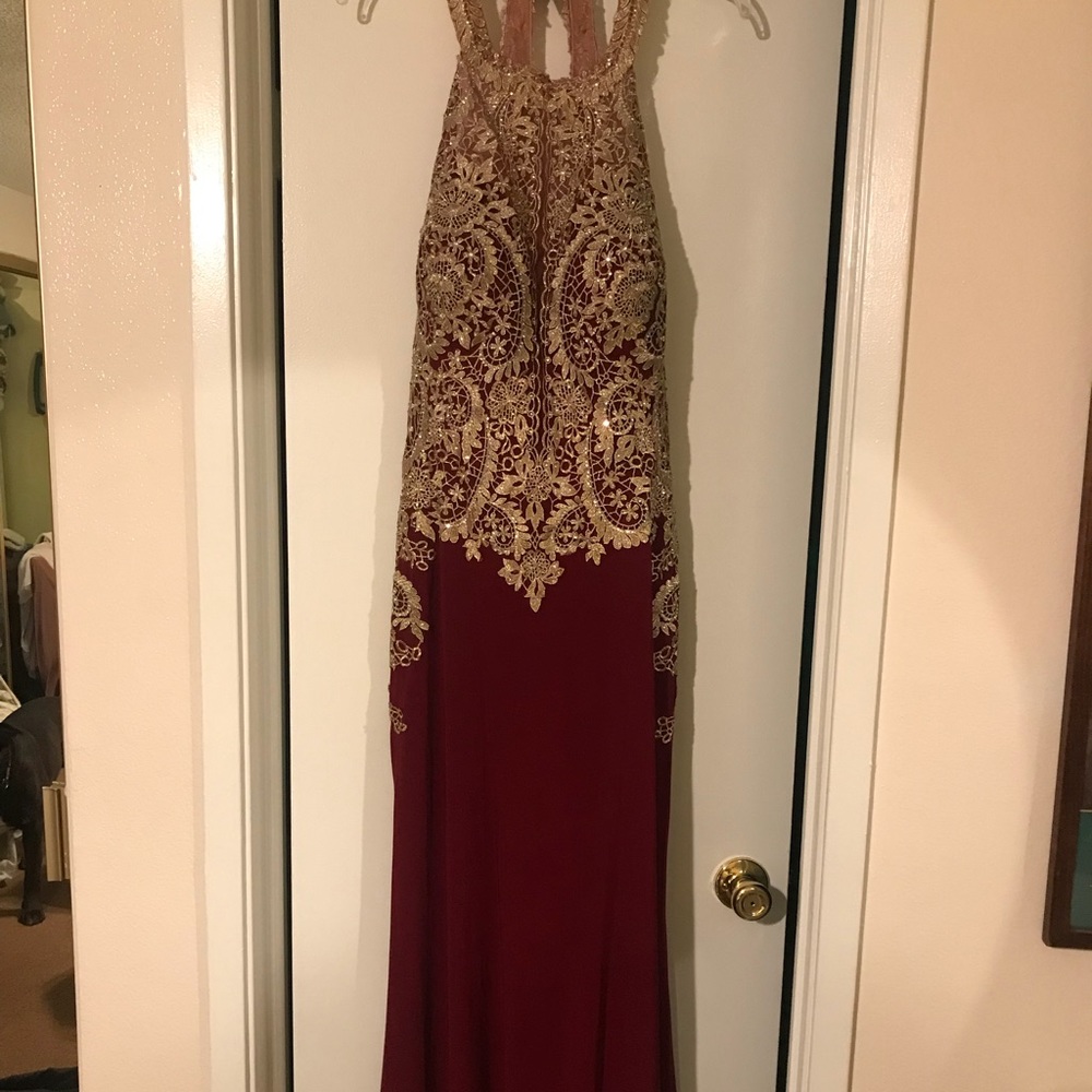 Burgundy halter gown